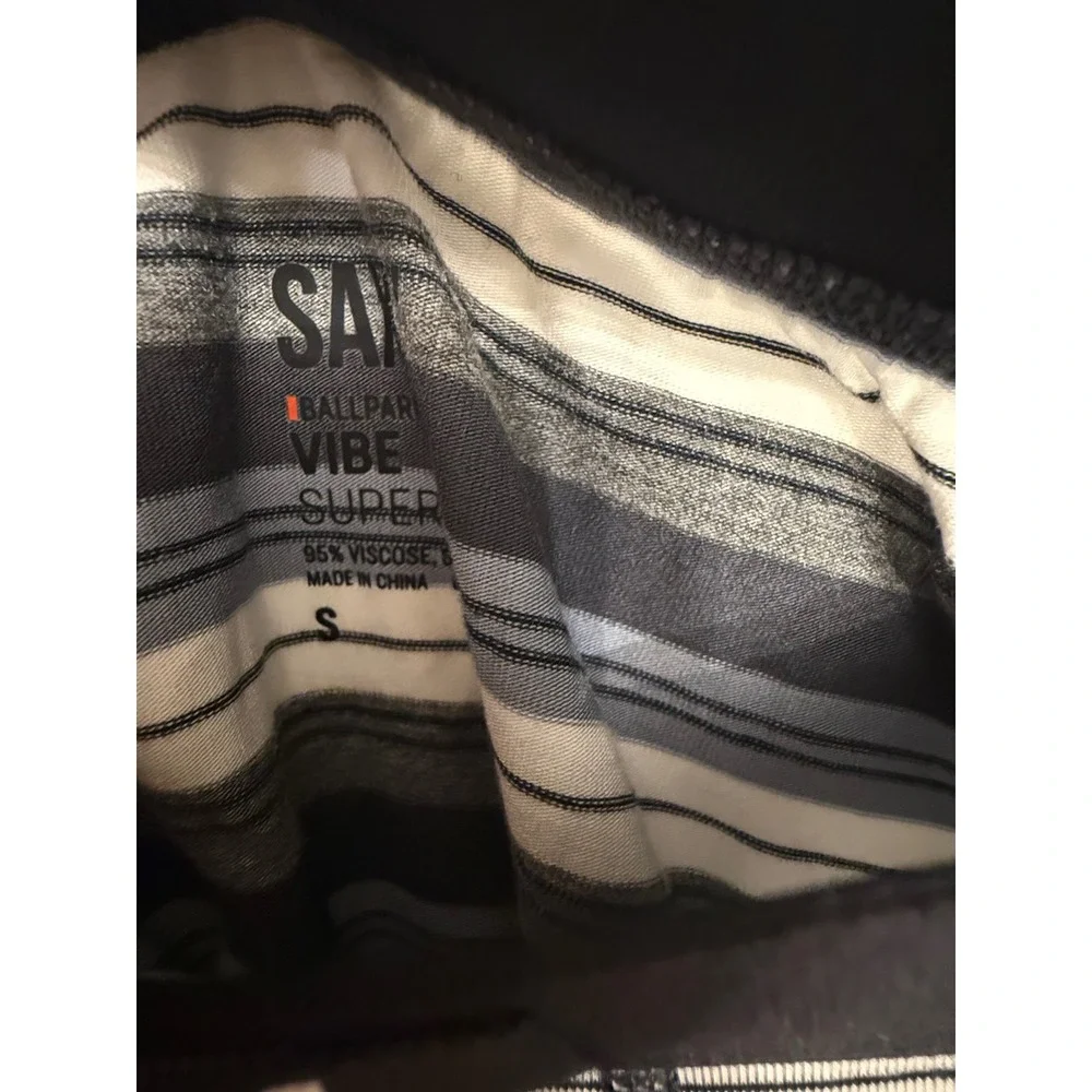 SAXX Vibe Super Soft Boxer Briefs Mens Small Striped Grey Blue NWT